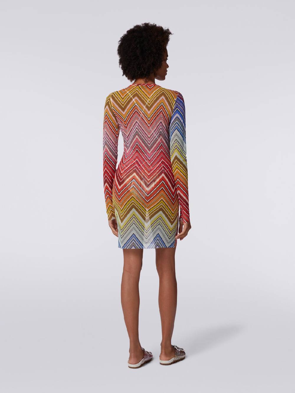 M Missoni Abito Mare In Tulle Stampa Zig Zag