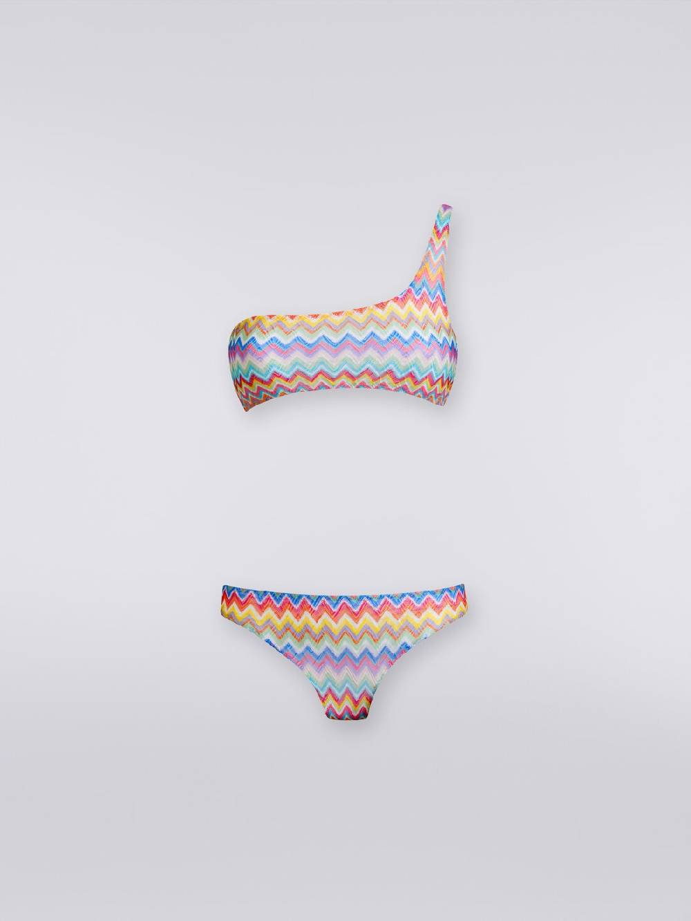 M Missoni Bikini monospalla con stampa zig zag