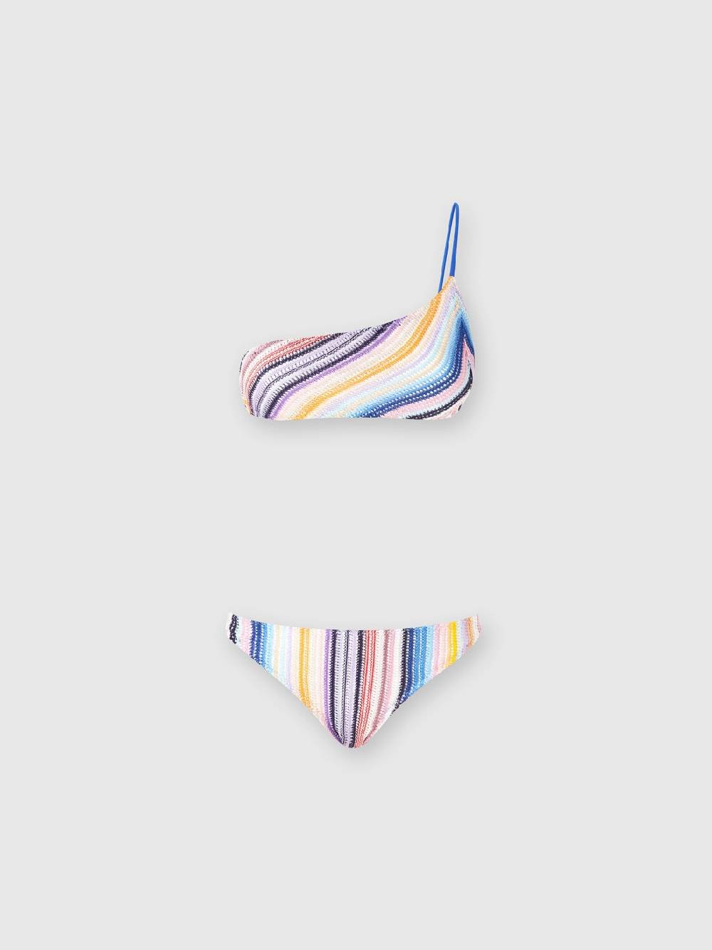 M Missoni Bikini Monospalla In Crochet Rigato