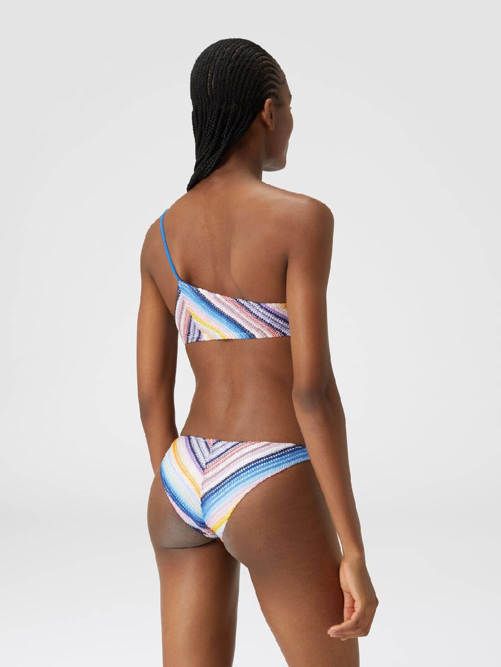 M Missoni Bikini Monospalla In Crochet Rigato