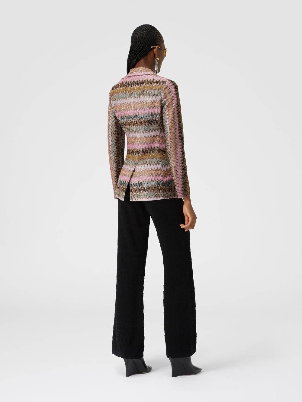 M Missoni Blazer In Maglia Di Viscosa Chevron Lamé
