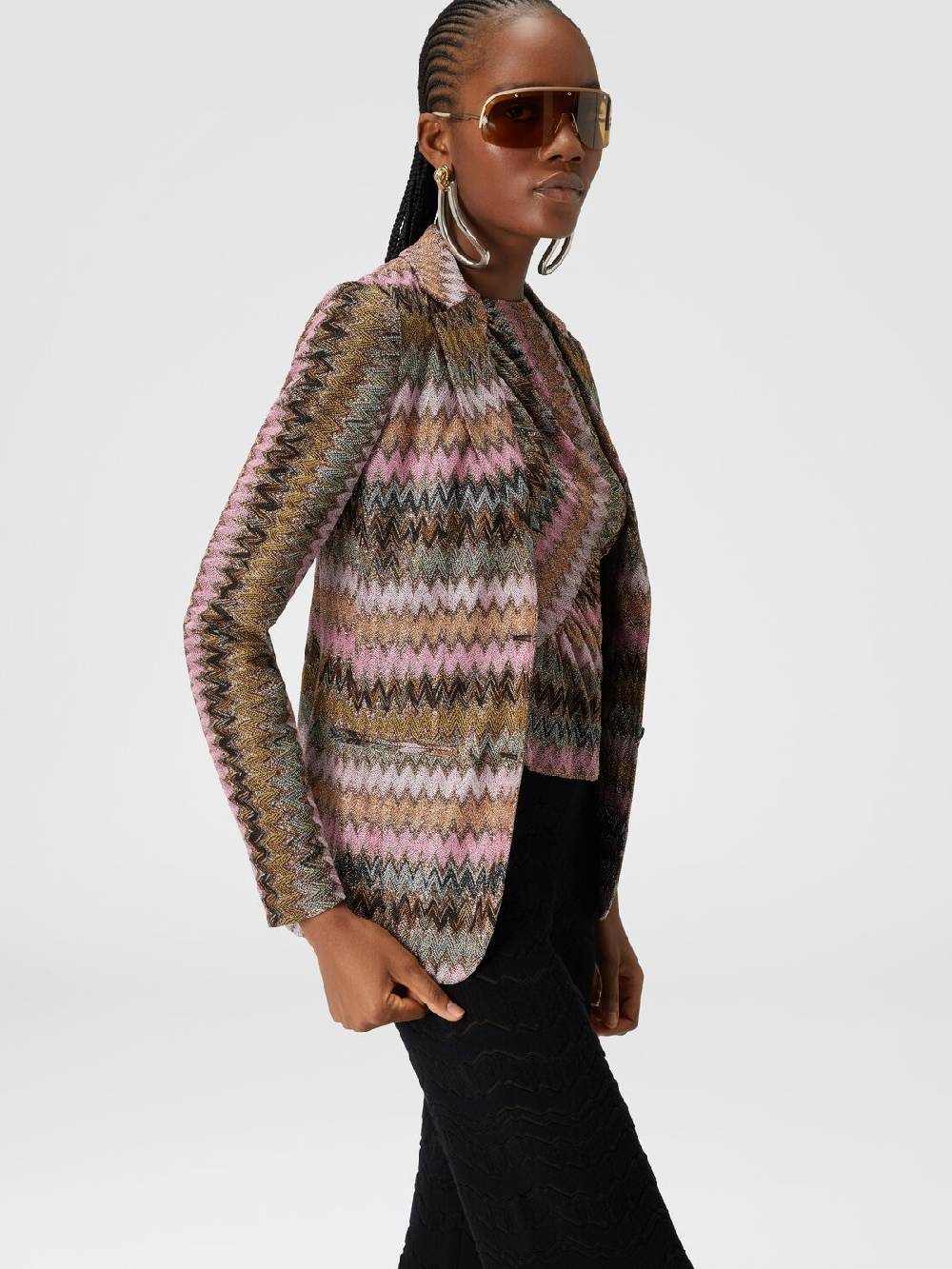 M Missoni Blazer In Maglia Di Viscosa Chevron Lamé