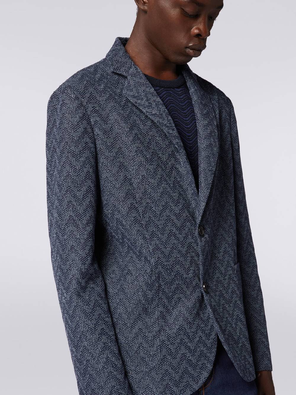 M Missoni Blazer Monopetto In Cotone Zig Zag