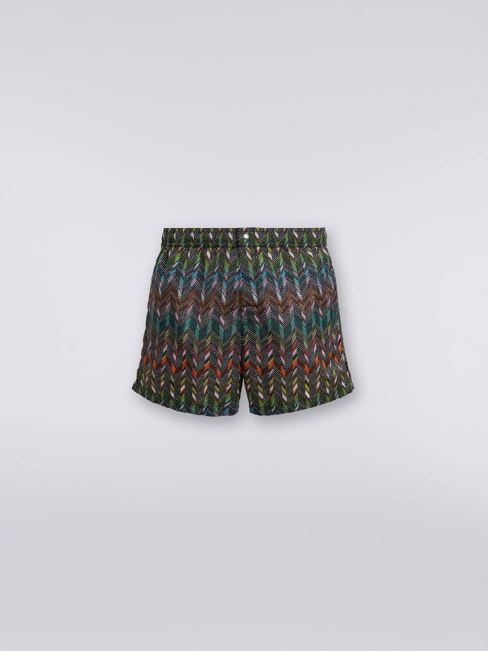 M Missoni Boxer Mare In Nylon Stampato Con Logo