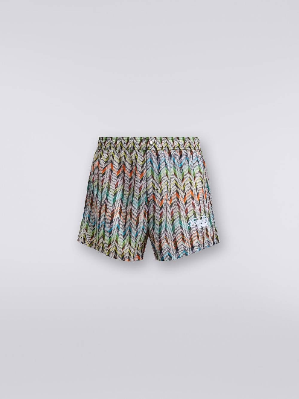 M Missoni Boxer Mare In Nylon Stampato Con Logo