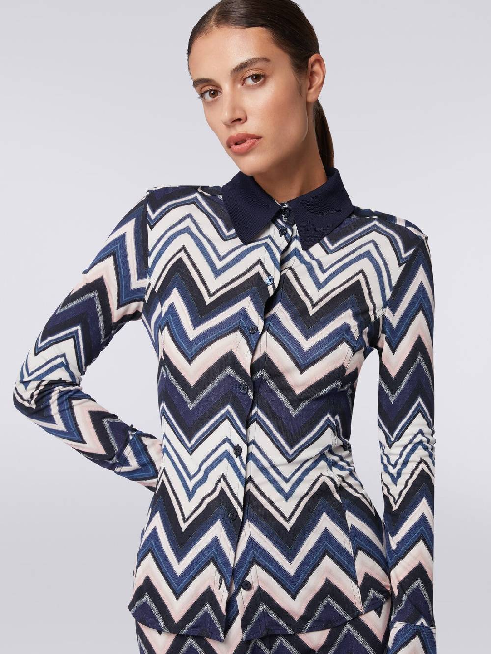 M Missoni Camicia In Viscosa Con Stampa Zig Zag