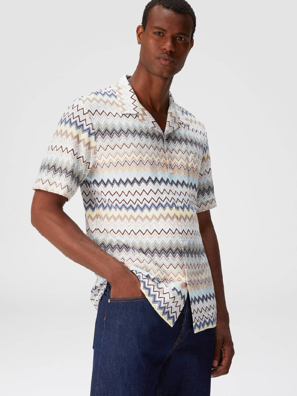 M Missoni Camicia Taglio Bowling In Cotone Zig Zag