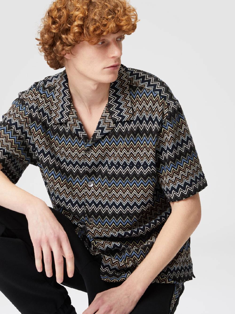 M Missoni Camicia Taglio Bowling In Cotone Zig Zag