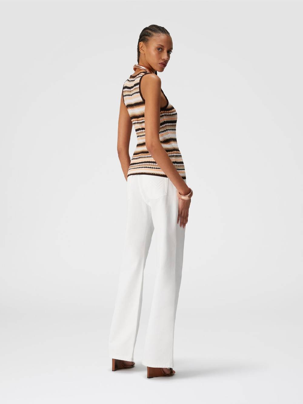 M Missoni Canottiera Rigata In Cotone E Viscosa