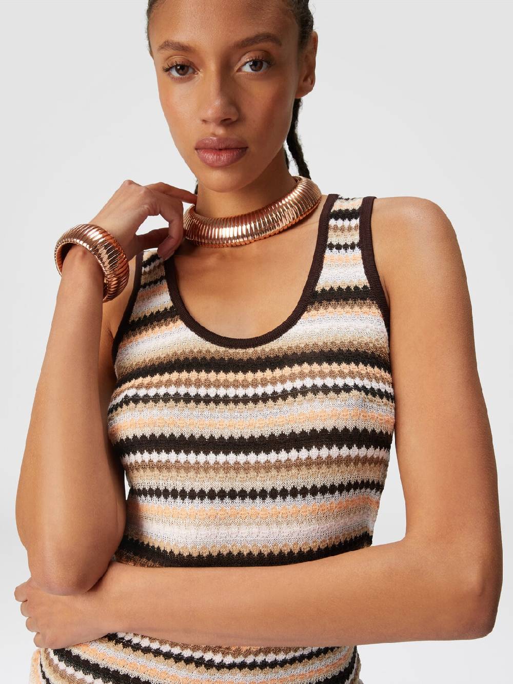 M Missoni Canottiera Rigata In Cotone E Viscosa