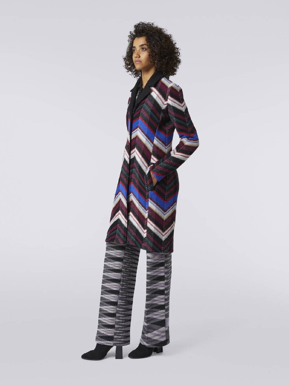 M Missoni Cappotto In Lana Con Trama A Zig Zag