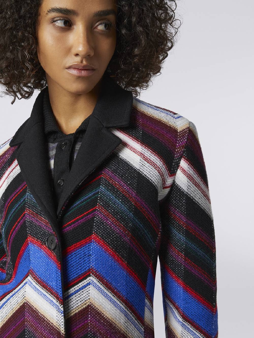 M Missoni Cappotto In Lana Con Trama A Zig Zag