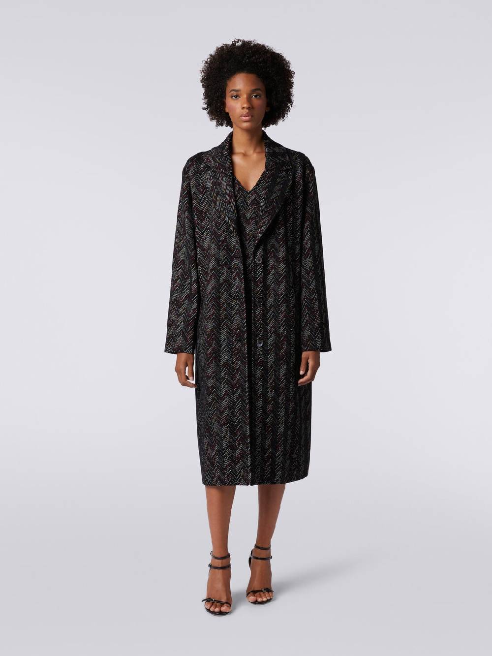 M Missoni Cappotto monopetto in misto lana zig zag