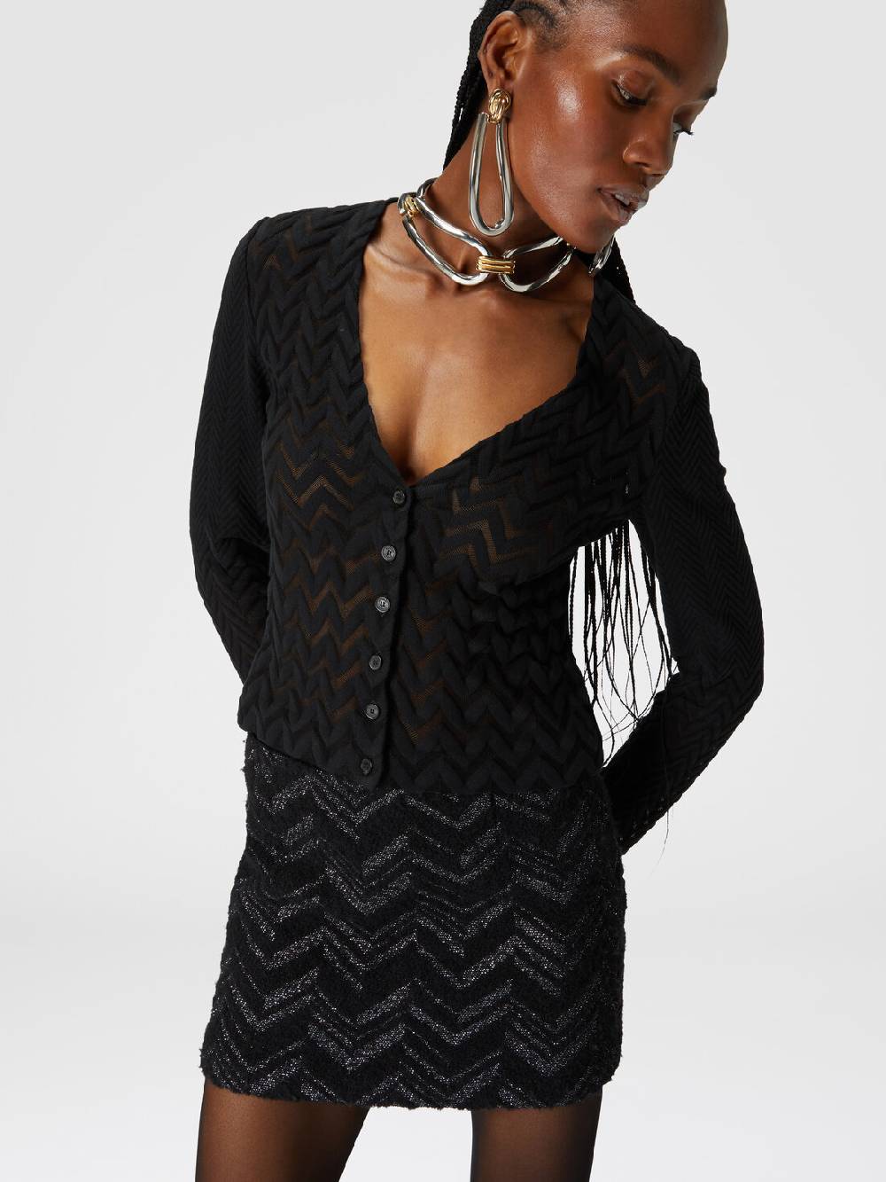 M Missoni Cardigan Chevron Effetto Vedo Non Vedo