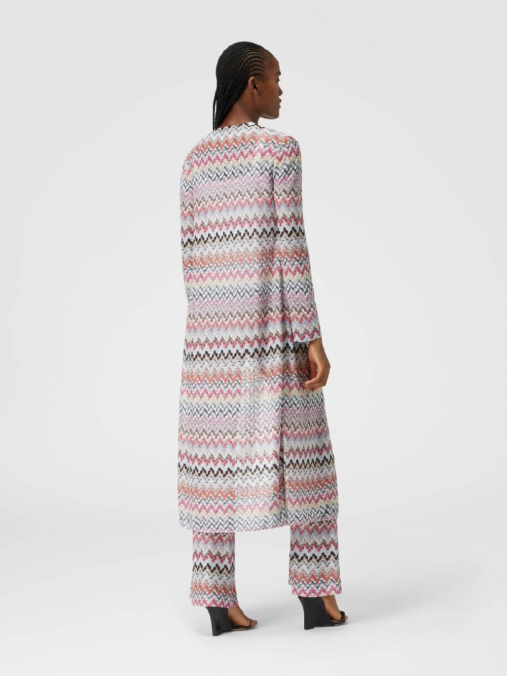 M Missoni Cardigan Lungo In Maglia Lamé Zig Zag