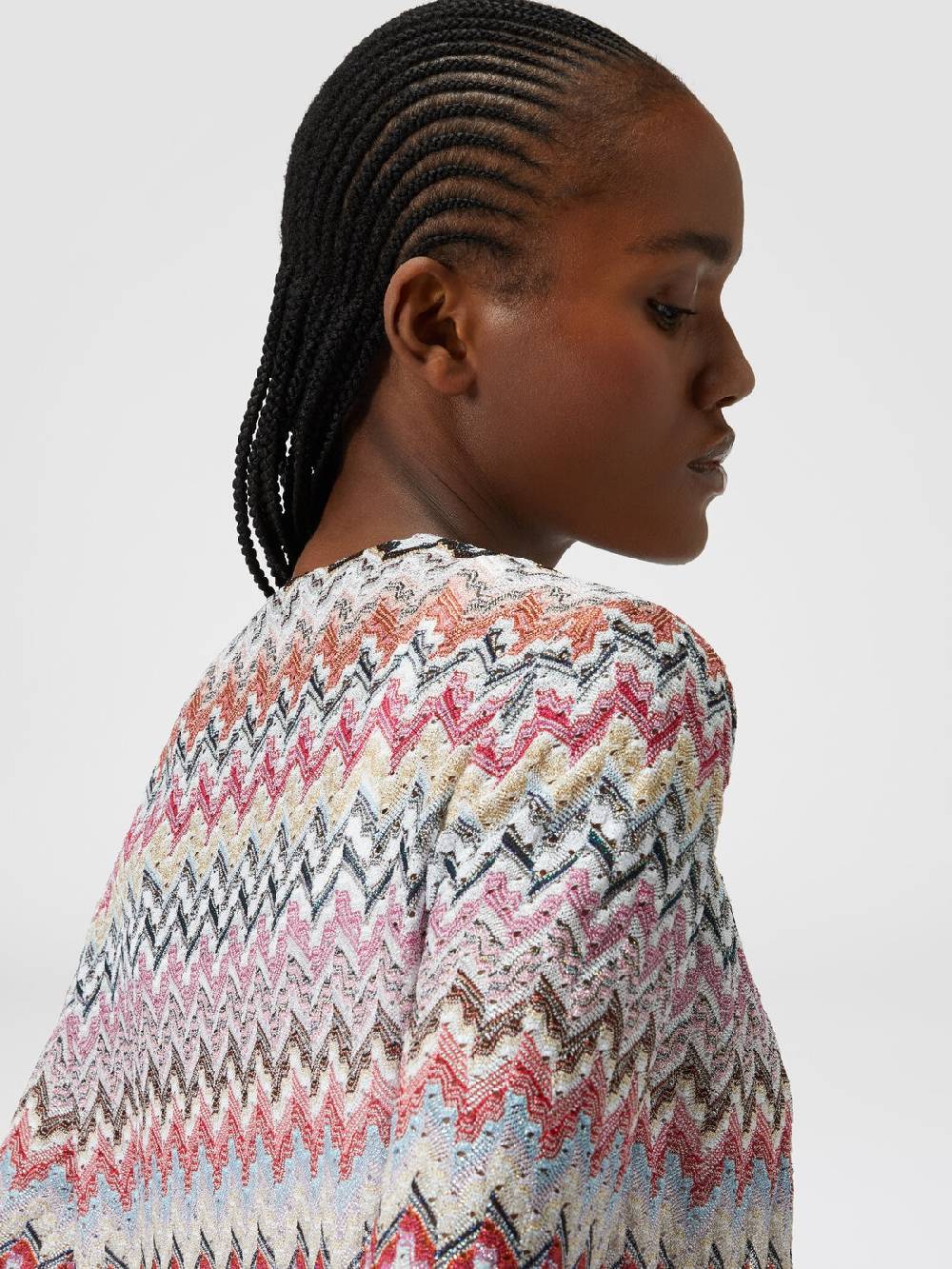 M Missoni Cardigan Lungo In Maglia Lamé Zig Zag