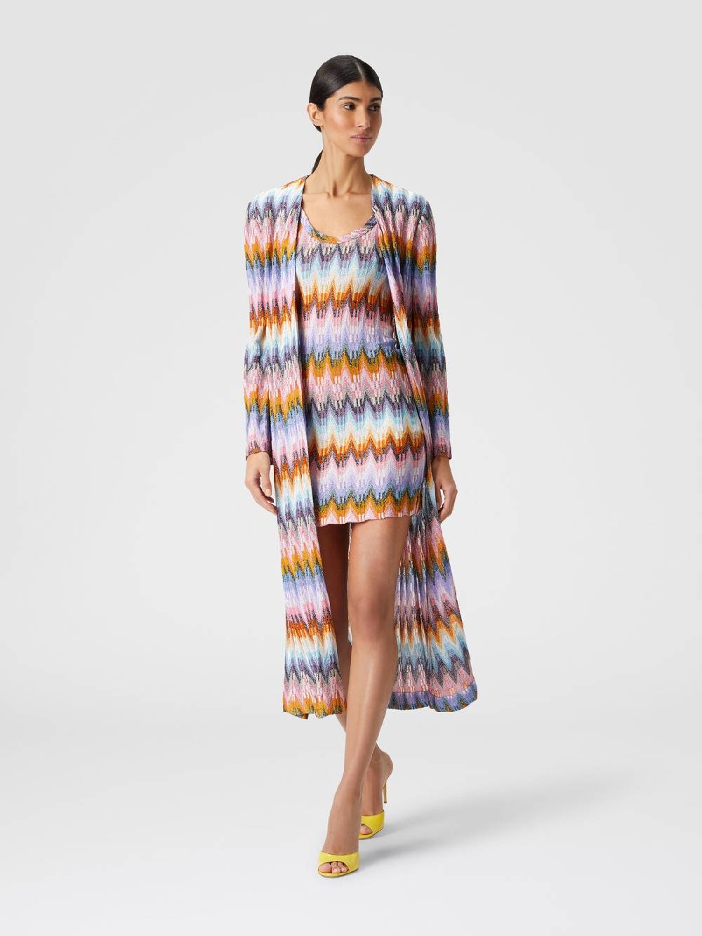 M Missoni Cardigan lungo in maglia zig zag lamé