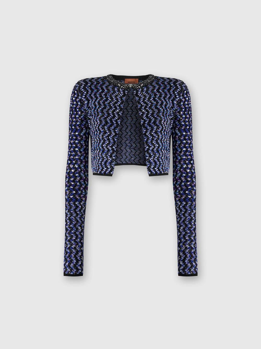 M Missoni Cardigan Zig Zag Goffrato Con Paillettes