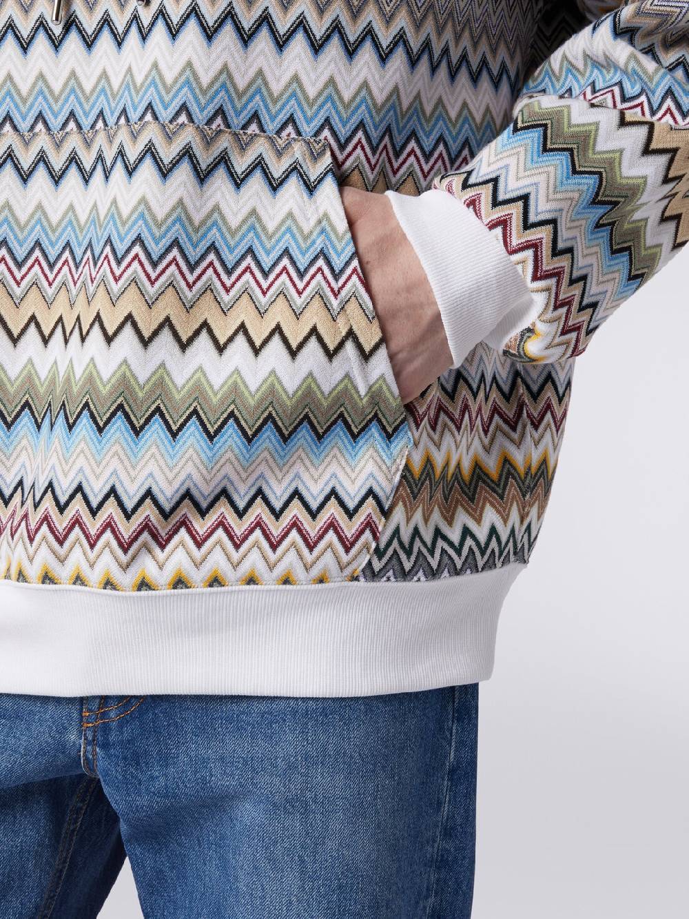 M Missoni Felpa Con Cappuccio In Cotone Zig Zag