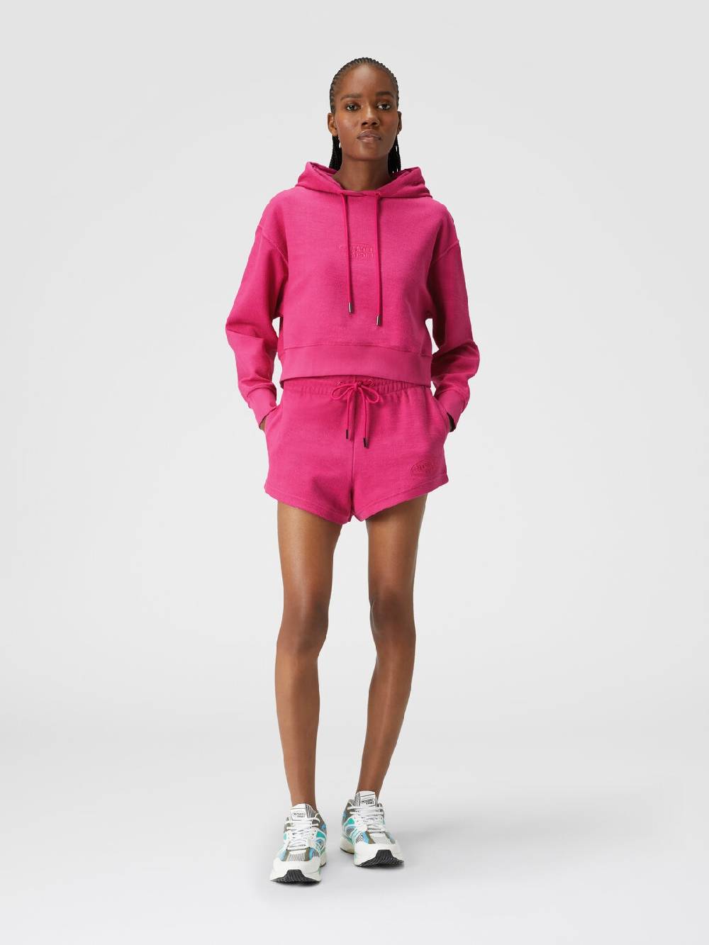 M Missoni Felpa garzata crop con cappuccio e logo