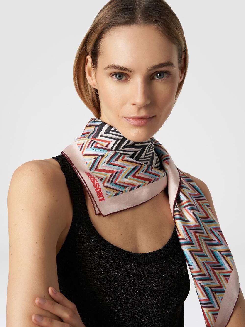 M Missoni Foulard In Seta Con Multilavorazione