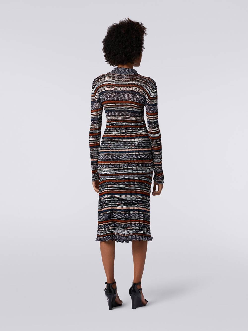 M Missoni Gonna Midi A Costine In Viscosa Fiammata