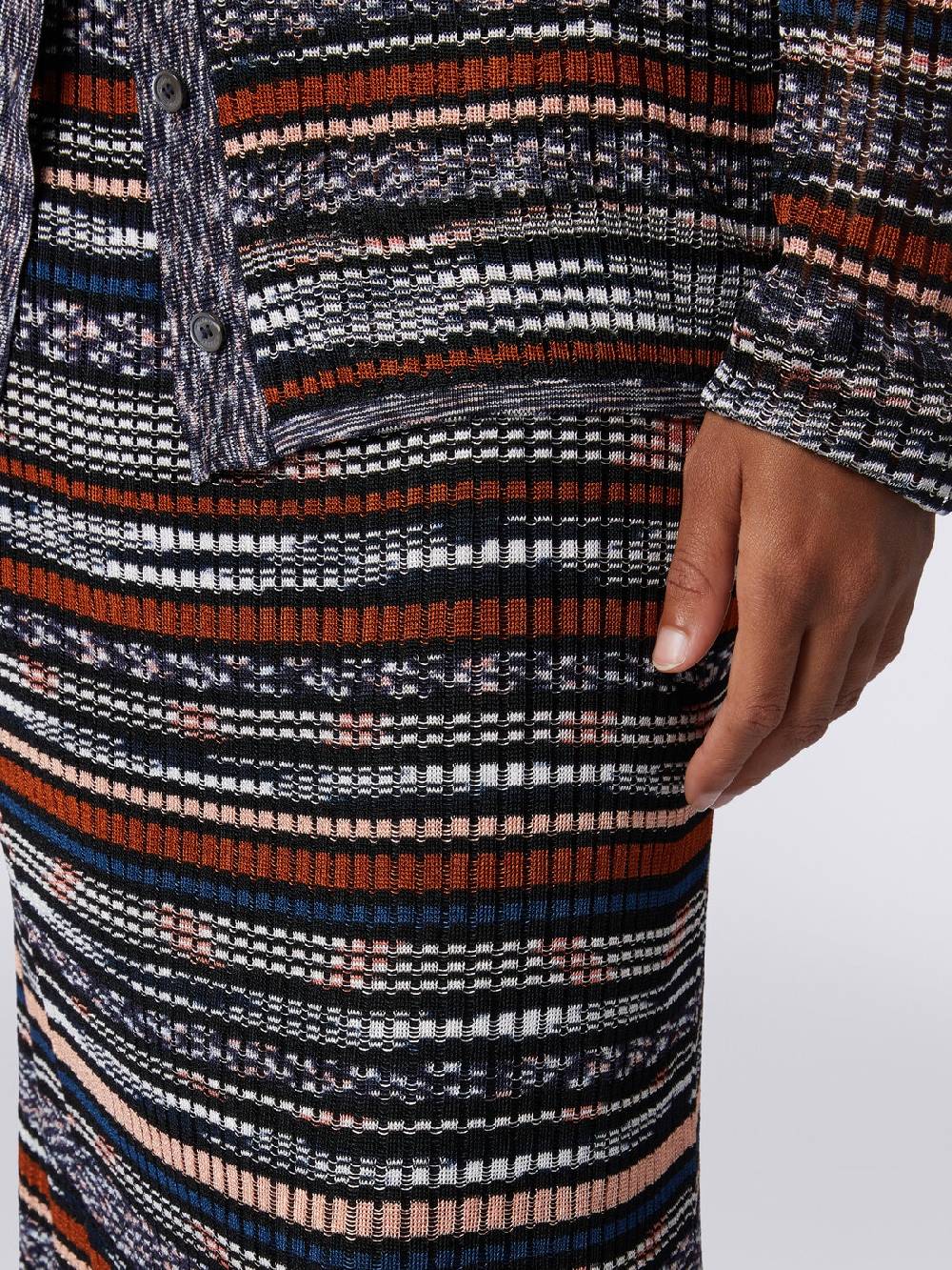 M Missoni Gonna Midi A Costine In Viscosa Fiammata