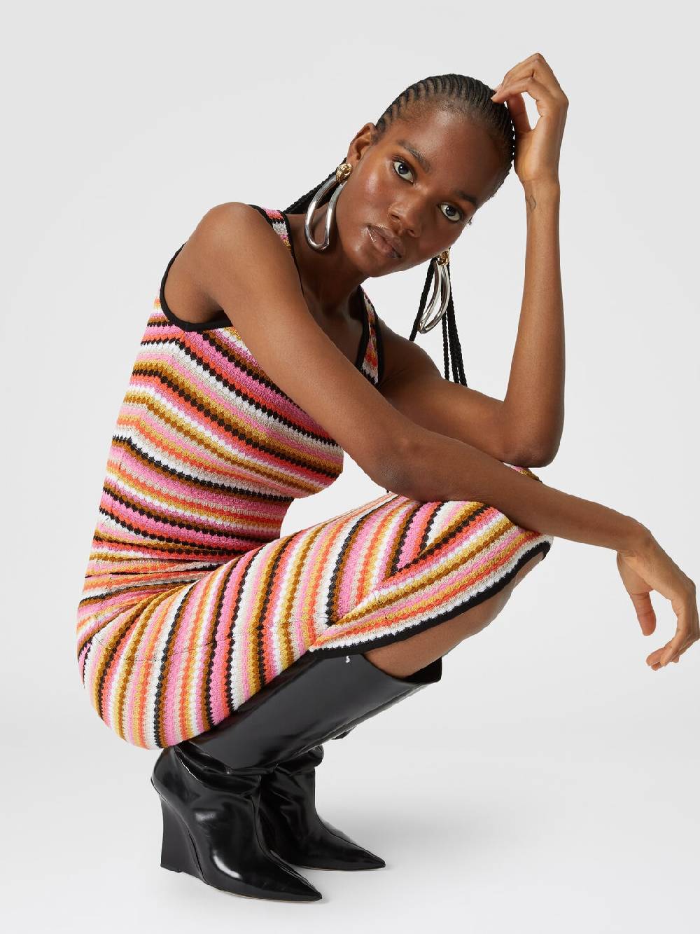 M Missoni Gonna Midi In Cotone E Viscosa Zig Zag