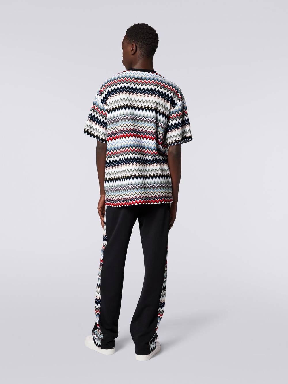 M Missoni Joggers In Cotone Con Inserti Zig Zag