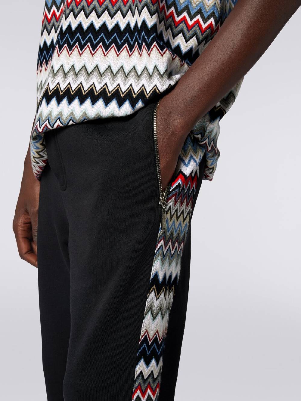 M Missoni Joggers In Cotone Con Inserti Zig Zag