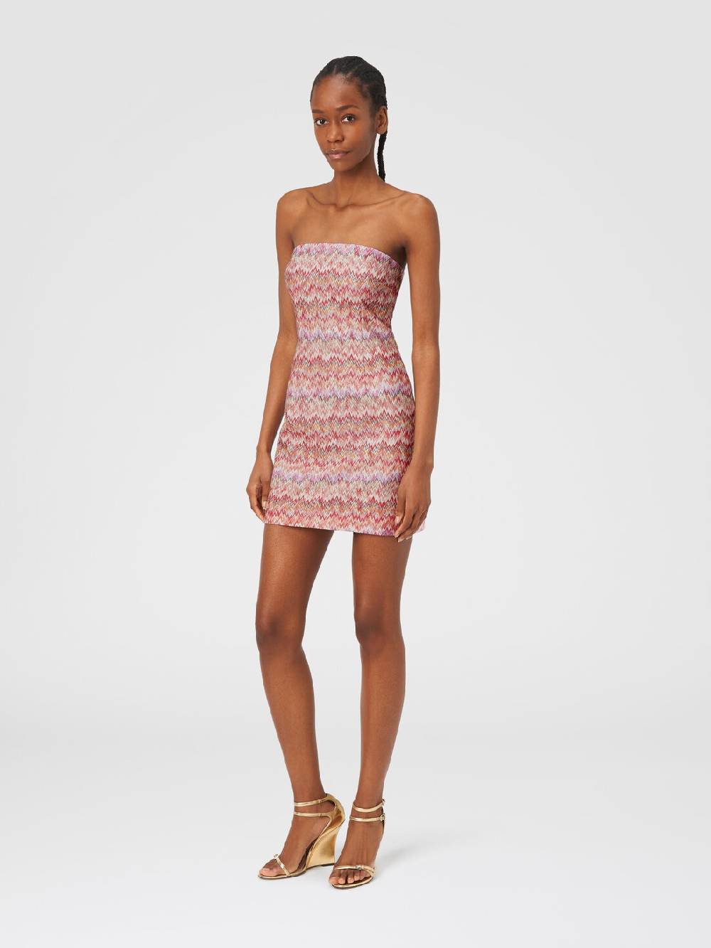 M Missoni Mini-abito in viscosa lamé chevron