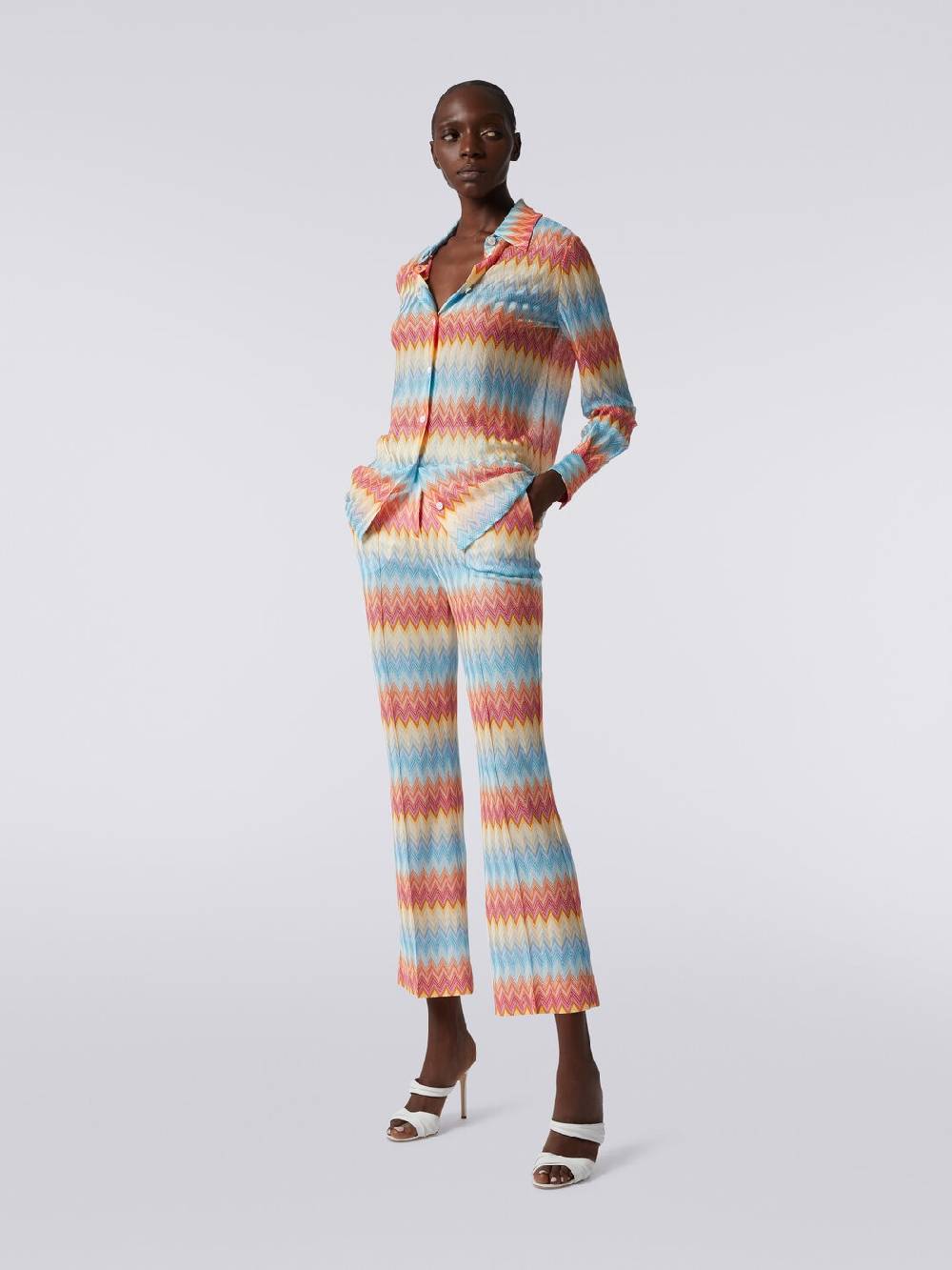 M Missoni Pantaloni Capri In Viscosa Chevron