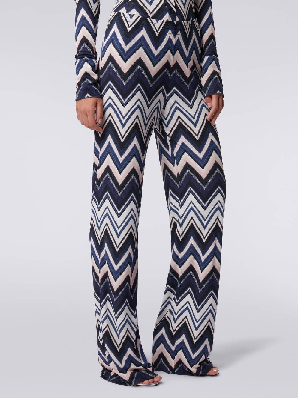 M Missoni Pantaloni In Viscosa Con Stampa Zig Zag