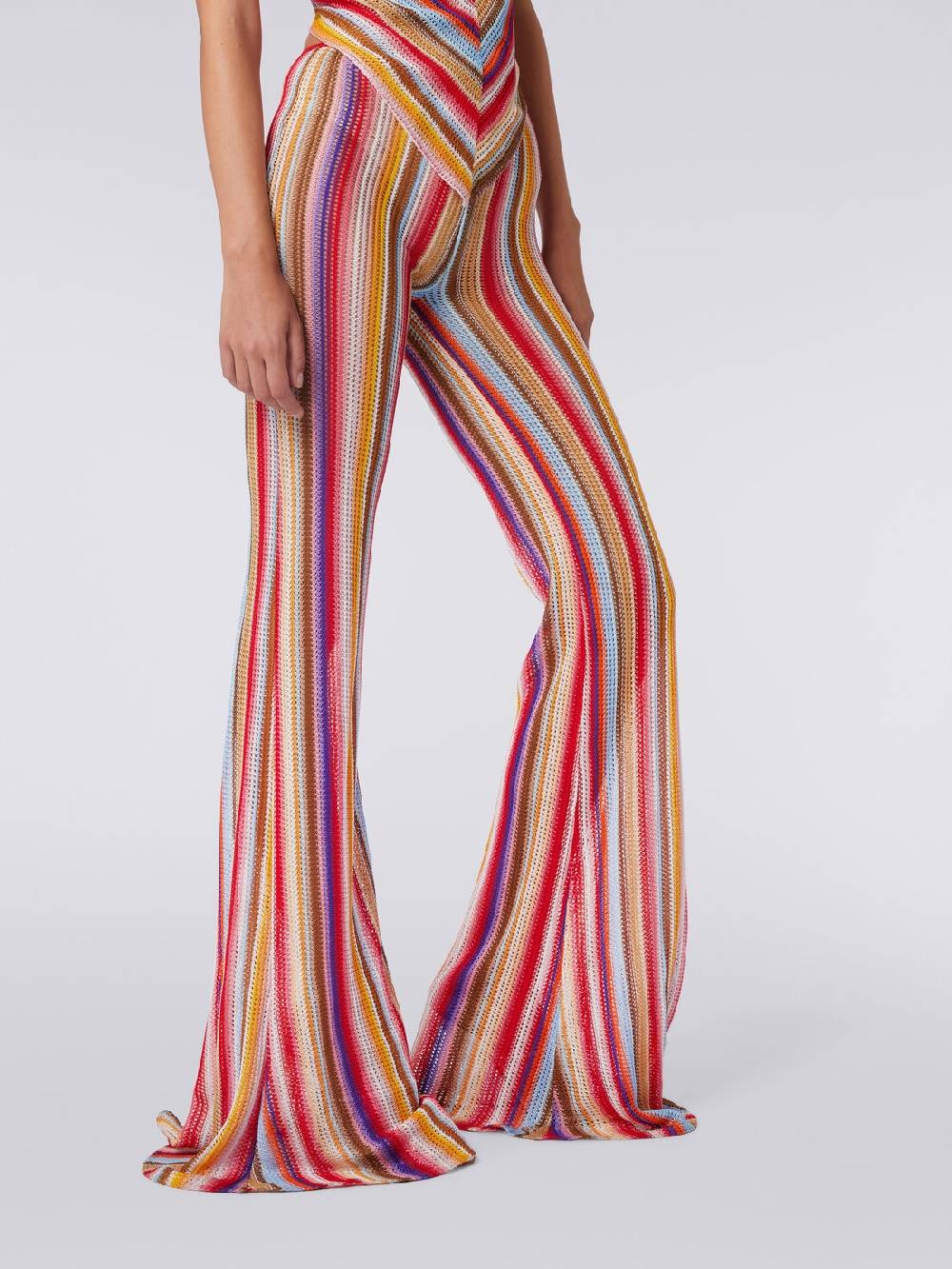 M Missoni Pantaloni Svasati In Crochet Rigato