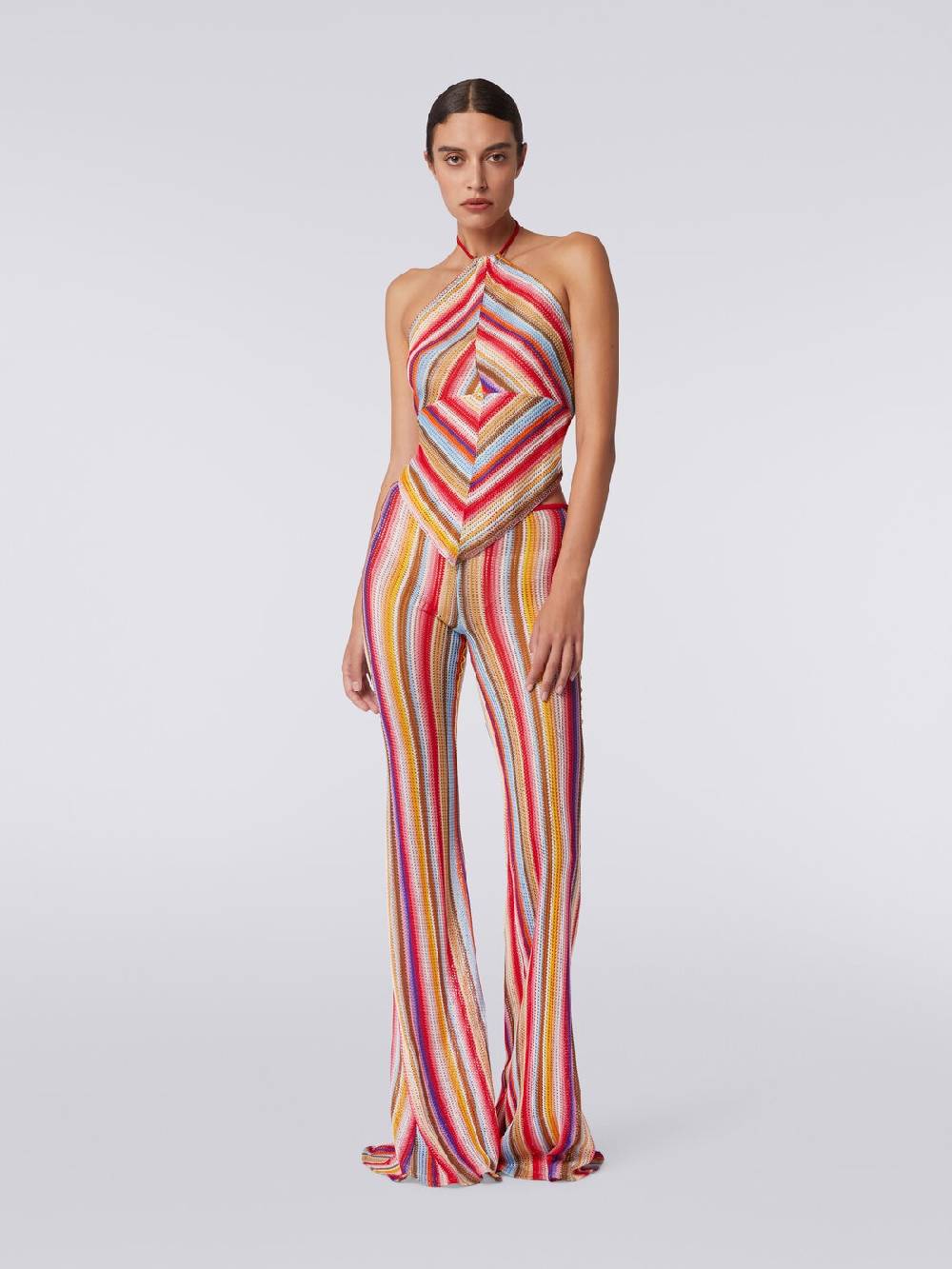 M Missoni Pantaloni svasati in crochet rigato