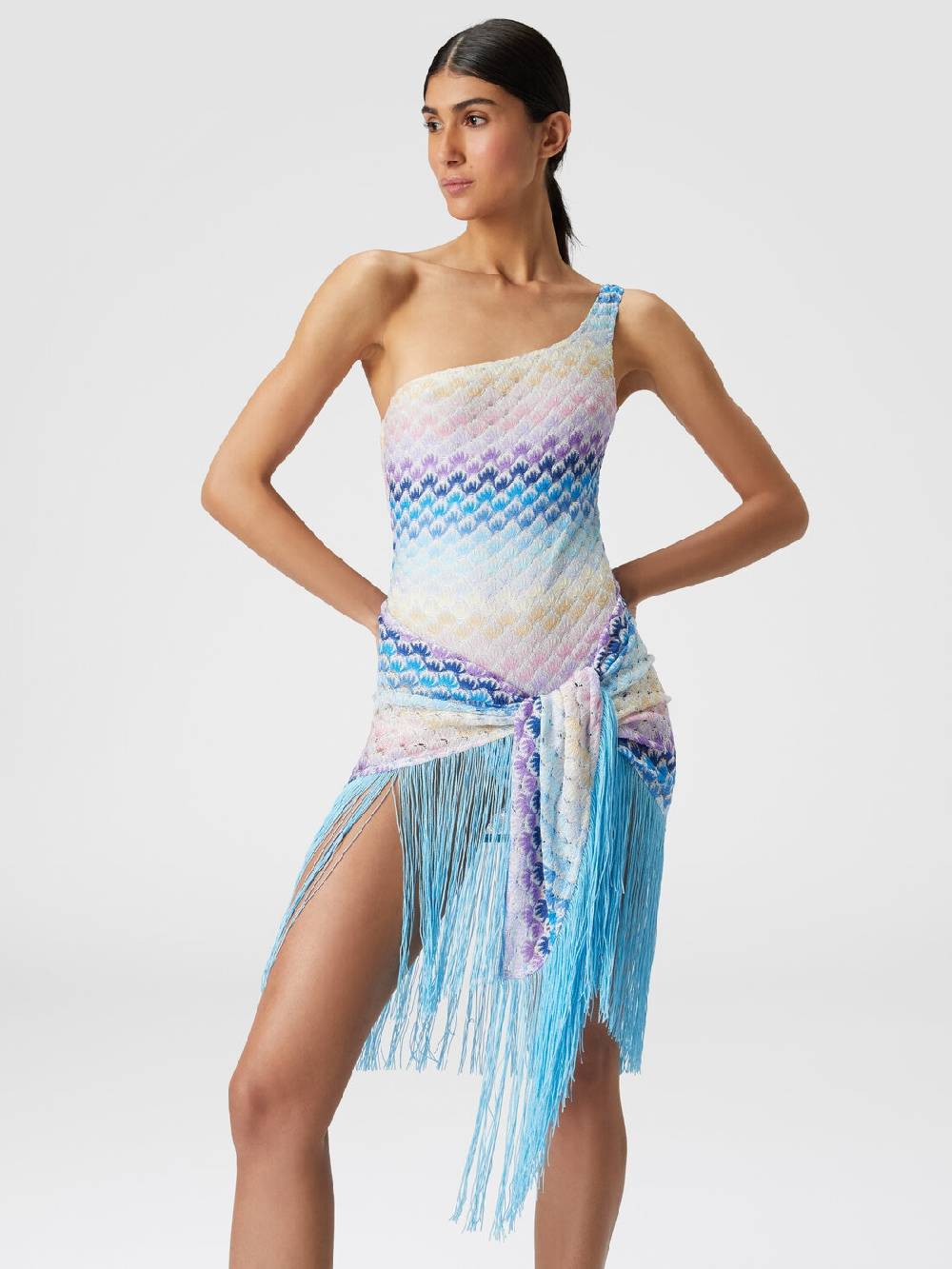 M Missoni Pareo In Viscosa Lamé Con Frange