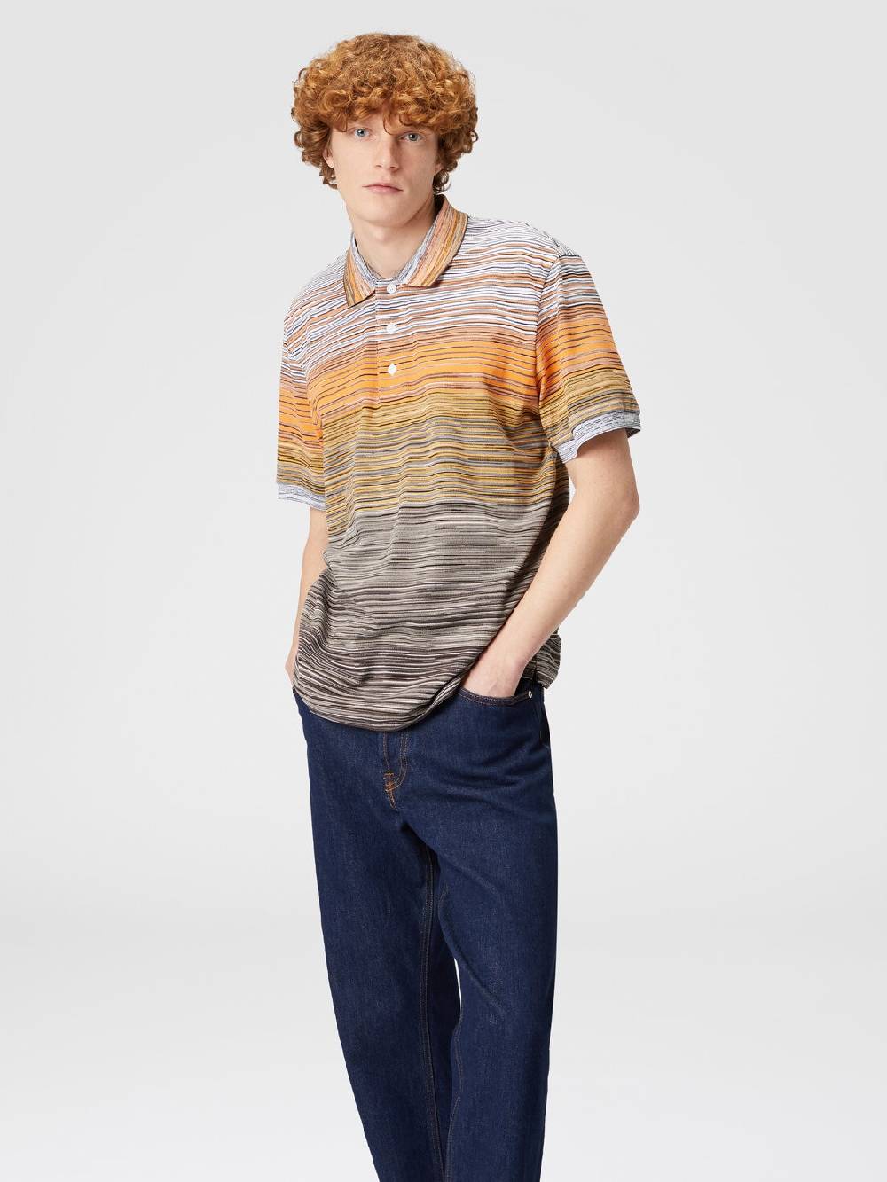 M Missoni Polo In Piquet Di Cotone Fiammato