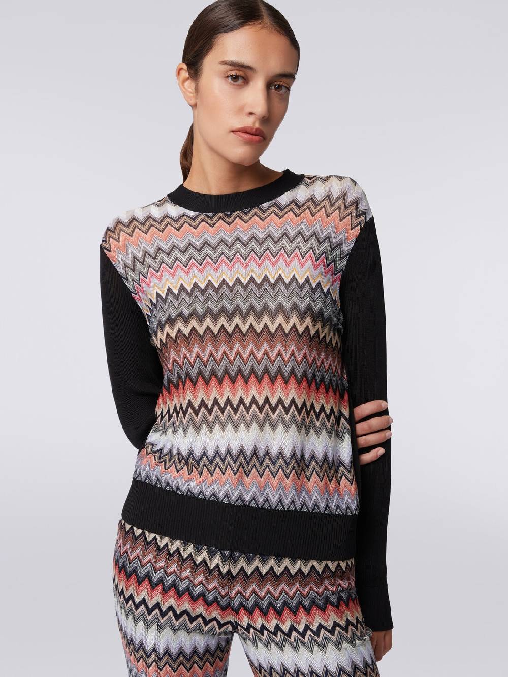 M Missoni Pullover Girocollo In Viscosa Zig Zag