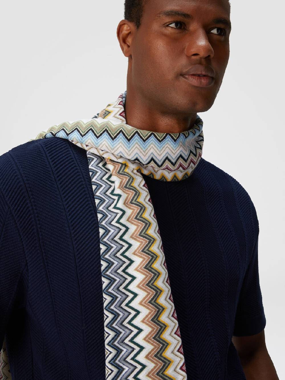 M Missoni Sciarpa In Maglia Di Cotone Chevron