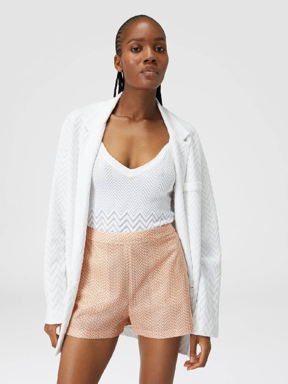 M Missoni Shorts In Misto Viscosa Lamé Chevron