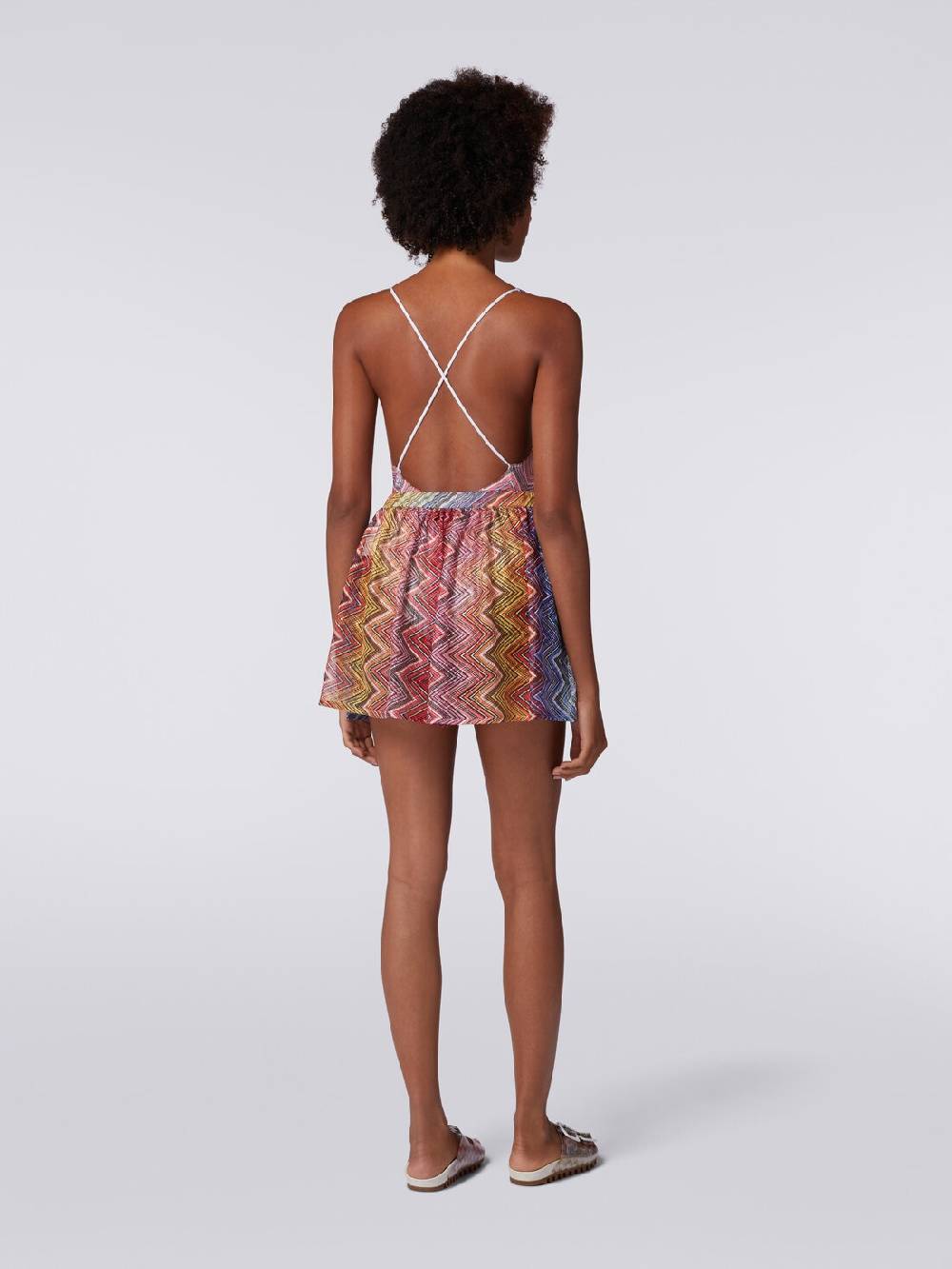 M Missoni Shorts Mare In Tessuto Stampa Zig Zag