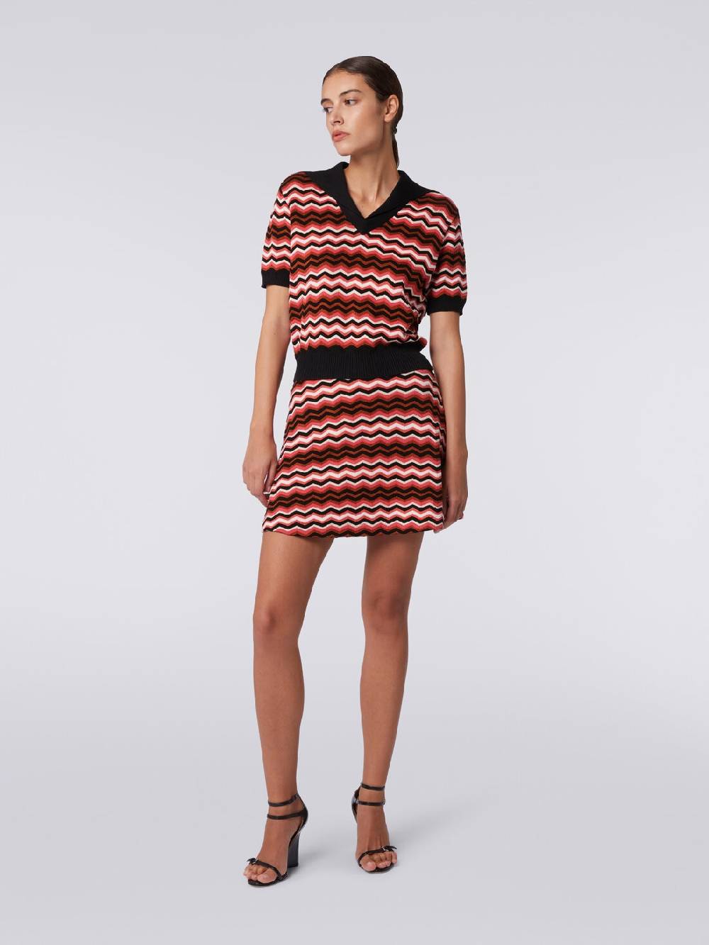 M Missoni Maglia a maniche corte chevron con profili a contrasto