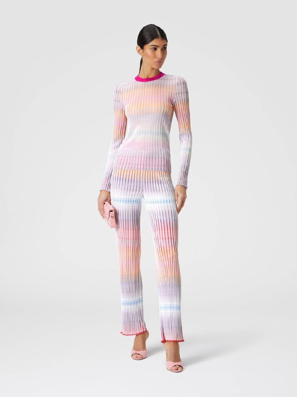 M Missoni Maglia girocollo a coste con colletto a contrasto