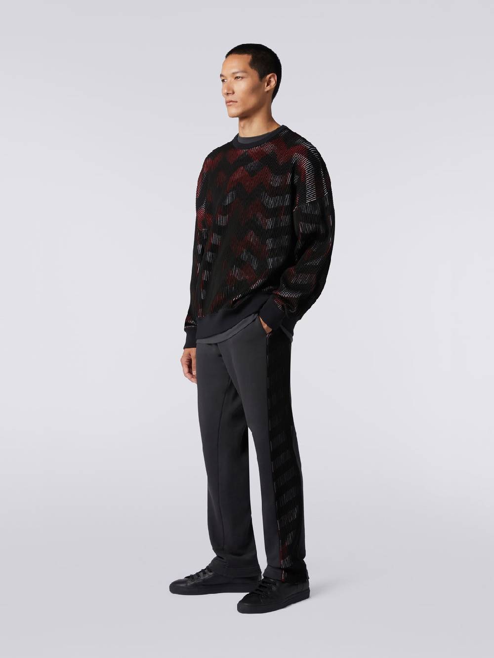 M Missoni Maglione Girocollo In Misto Cotone Chevron In Collaborazione Con Mike Maignan