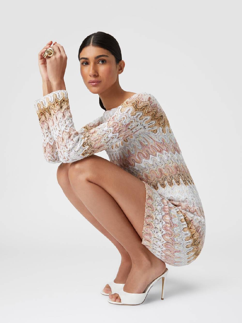 M Missoni Mini-abito A Maniche Lunghe In Misto Viscosa Motivo A Onde