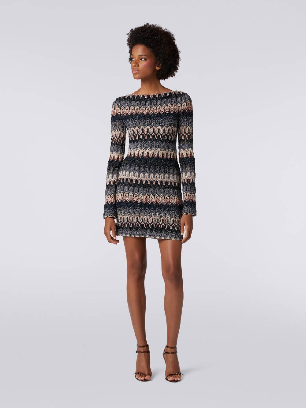 M Missoni Mini-abito a maniche lunghe in misto viscosa motivo a onde