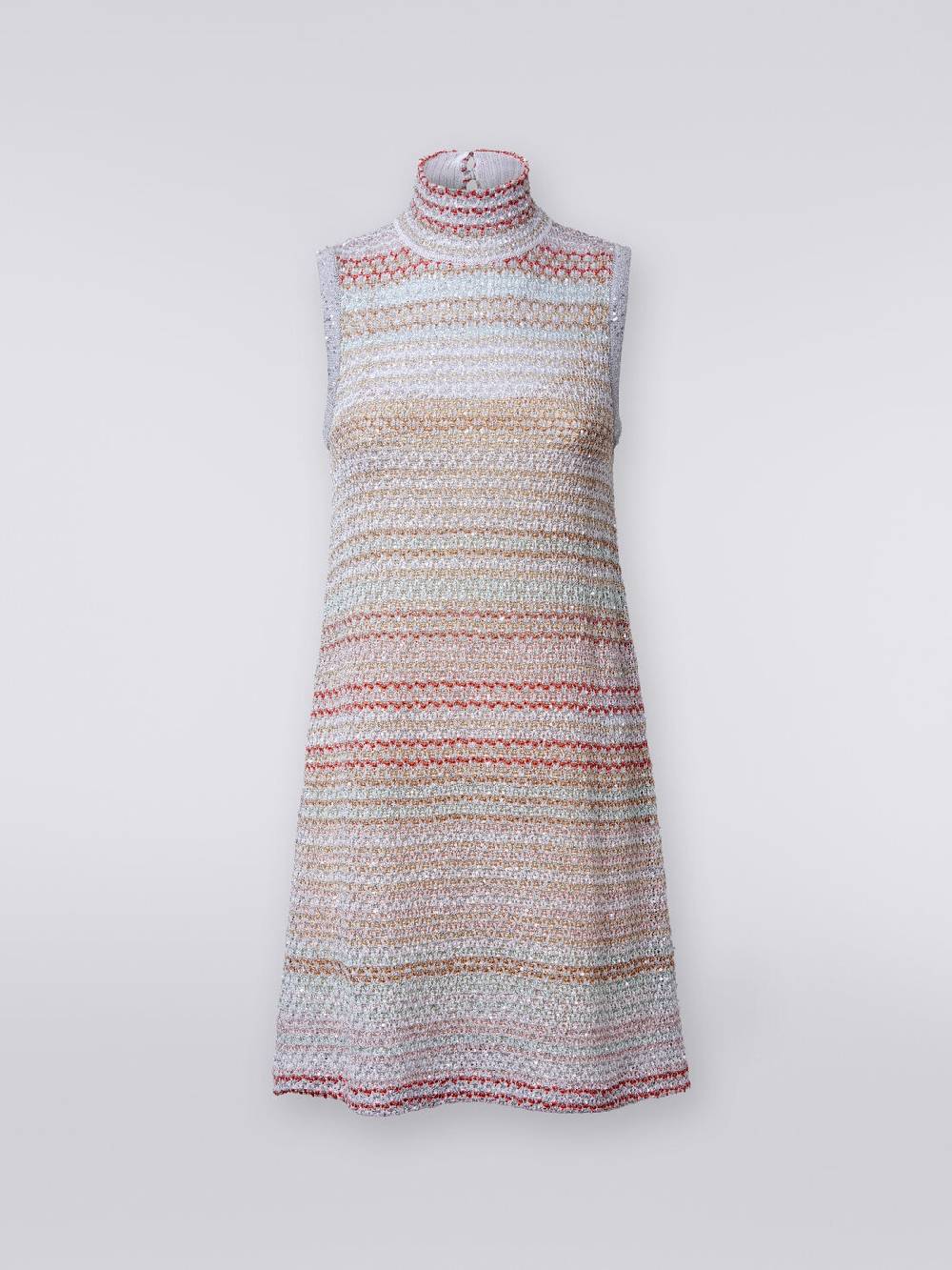 M Missoni Mini-abito In Maglia A Rete Con Collo Alto E Applicazione Di Paillettes