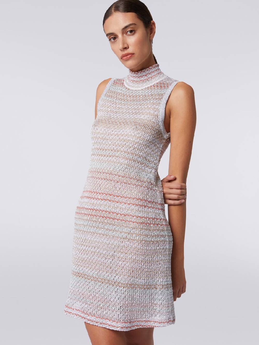 M Missoni Mini-abito In Maglia A Rete Con Collo Alto E Applicazione Di Paillettes