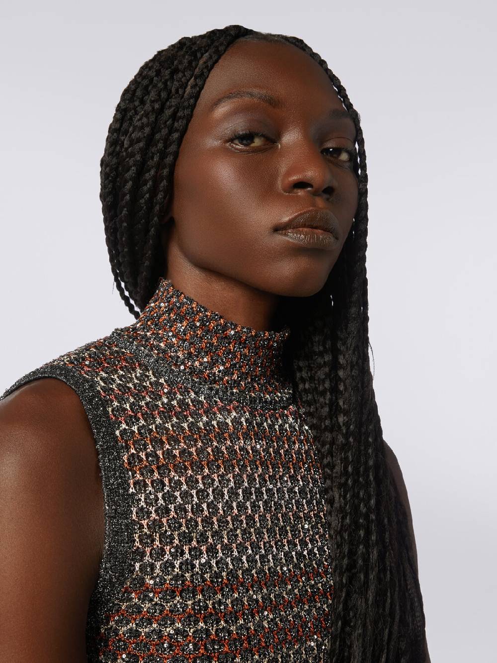 M Missoni Mini-abito In Maglia A Rete Con Collo Alto E Applicazione Di Paillettes