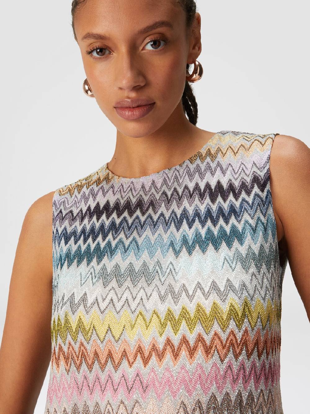 M Missoni Mini-abito Senza Maniche In Viscosa Zig Zag Lamé